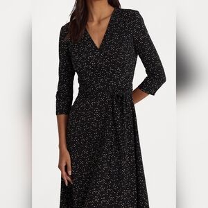 Ralph Lauren Black and Cream Long Sleeve Dress